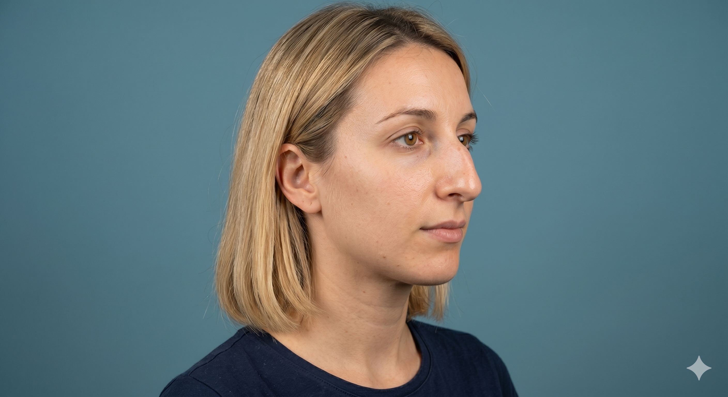 Après rhinoplastie — vue de profil